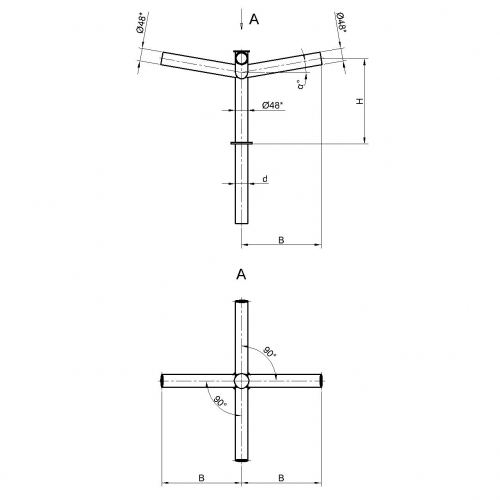 Консольный кронштейн двухрожковый К23-1,0-1,0-1-1